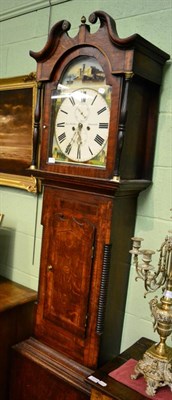 Lot 1374 - An oak eight day longcase clock, painted arch dial signed Jno Forster, Newcastle