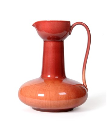 Lot 1 - A Linthorpe Pottery Jug, shape No.18, red and mustard glaze, impressed LINTHORPE 18 S, 15cm;...