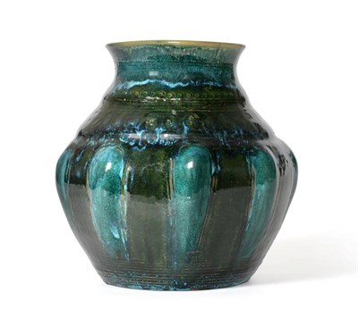Lot 6 - Christopher Dresser for Linthorpe Pottery: A Vase, shape No.159, the neck and body incised with...