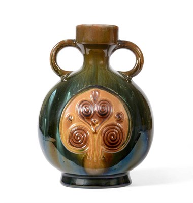 Lot 9 - Christopher Dresser for Linthorpe Pottery: A Twin-Handled Vase, shape No.336, moulded with an...