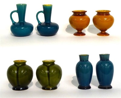 Lot 24 - A Pair of Linthorpe Pottery Vases, shape No.837, mustard glaze, impressed LINTHORPE 837, 7.5cm; and