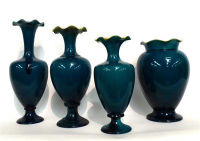 Lot 30 - A Linthorpe Pottery Vase, shape No.1638, turquoise glaze, impressed LINTHORPE 1638, 31cm; and Three