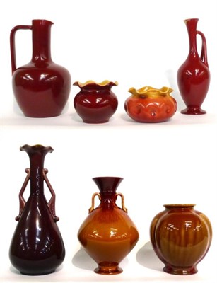 Lot 34 - A Linthorpe Pottery Twin-Handled Vase, shape No.1839, purple glaze, impressed LINTHORPE 1839, 29cm