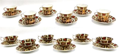 Lot 53 - A set of six Royal Crown Derby Imari teacups and saucers and a set of Royal Crown Derby Imari...