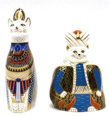 Lot 73 - Two Royal Crown Derby Imari Royal Cats paperweights, Persian and Egyptian