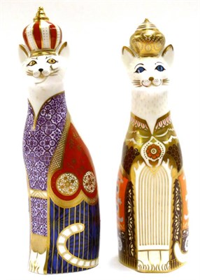 Lot 76 - Two Royal Crown Derby Imari Royal Cats paperweights, Siamese and Abyssinian, no stoppers as issued