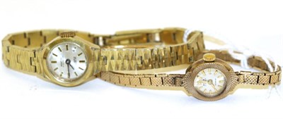 Lot 115 - A lady's 9ct gold wristwatch signed Avia and a lady's gilt metal wristwatch