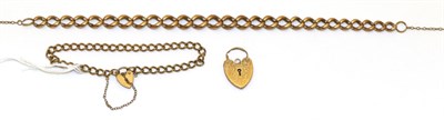 Lot 119 - A curb link chain with links stamped '9', and a curb link bracelet with clasp stamped '9ct' gold