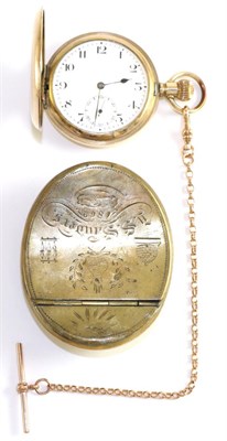 Lot 125 - A 9ct gold watch chain and a gents gold plated hunter pocket watch together with a 19th century...