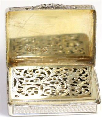 Lot 138 - A Victorian silver vinaigrette, Nathaniel Mills, Birmingham 1853, rectangular, with all over engine