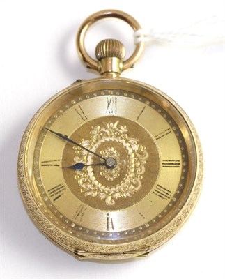 Lot 143 - A lady's fob watch, case stamped '14K'