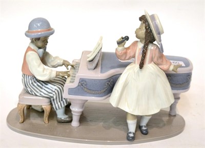 Lot 160 - Lladro china group, No. 05930, Pianista Y Cantante de Jazz (Jazz duo), original box