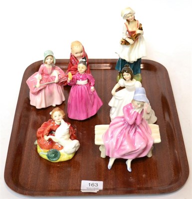 Lot 163 - Seven Royal Doulton figures ";Home Again";, ";Lizzie";, ";Amanda";, ";Vanity";, ";Young...