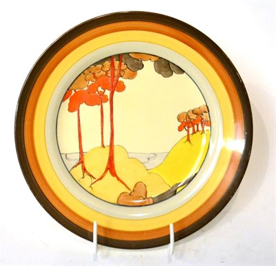 Lot 168 - Clarice Cliff plate, Coral Firs pattern