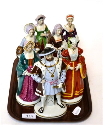 Lot 176 - Sitzendorf figure Henry and his six wives