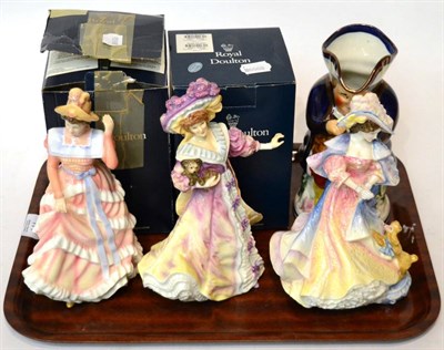 Lot 177 - Three Royal Doulton figures, two Royal Doulton Character jug and a Toby jug