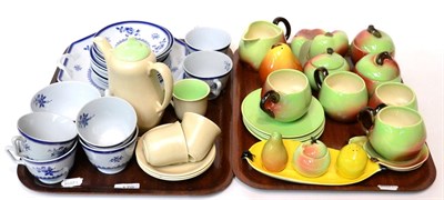 Lot 179 - A Carlton Ware green apple teaset and condiment, Spode teaset and a Clarice Cliff part coffee...