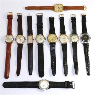 Lot 208 - Eleven gents wristwatches, comprising two automatic calendar wristwatches, signed Lusina,...