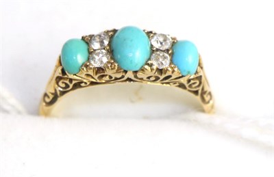 Lot 246 - A turquoise and diamond ring, finger size M stamped '18CT'