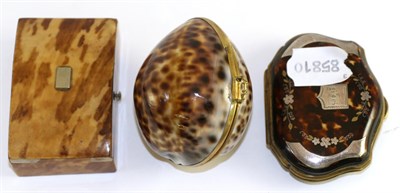 Lot 253 - A 19th century lady's tortoiseshell purse with inset silvered and gilt detail with two others