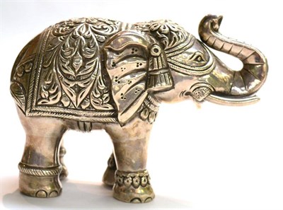 Lot 259 - An Indian silver model of an elephant, stamped '925'