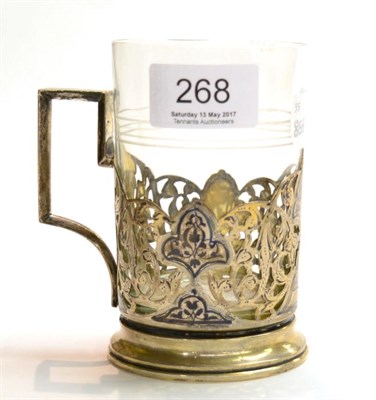 Lot 268 - A Russian silver and niello cup holder