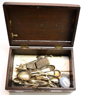 Lot 277 - York Minster oak souvenir, box containing silver cutlery, boxes and vesta case etc