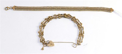 Lot 330 - A 9ct gold gate link bracelet and another 9ct gold bracelet (2)