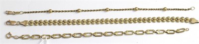 Lot 332 - Three various 9ct gold bracelets (3)