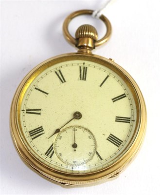 Lot 360 - An open faced pocket watch, stamped '18k'