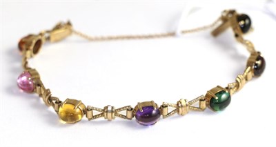 Lot 372 - A 9ct gold multi-gemstone set bracelet