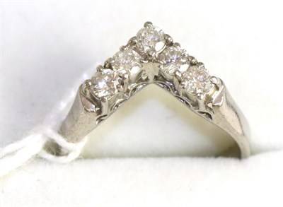 Lot 379 - A diamond wishbone ring, total estimated diamond weight 0.50 carat approximately, finger size L1/2