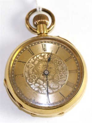 Lot 388 - An 18ct gold cased openfaced pocket watch