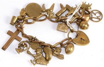 Lot 393 - A 9ct gold charm bracelet