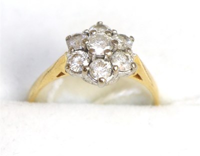 Lot 400 - An 18ct gold diamond cluster ring, 1.00 carat approximately, finger size M