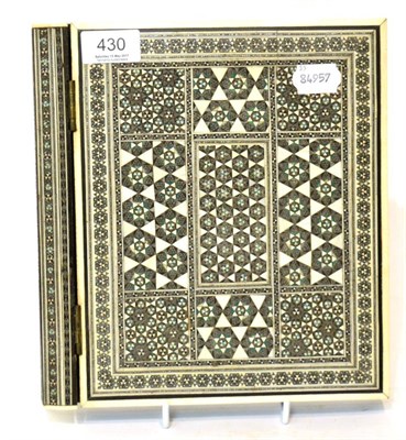 Lot 430 - A 19th century Anglo Indian pewter and ivory inlaid hinged velvet lined cover