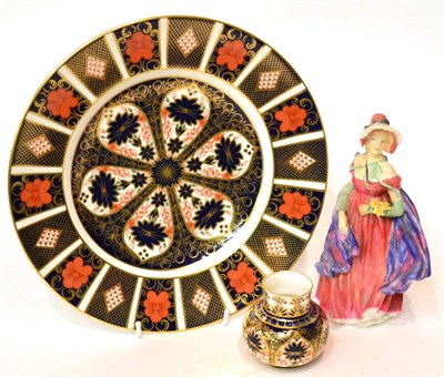 Lot 432 - A Royal Doulton figure ' Lady April' HN1958, together with a Royal Crown Derby Imari plate and...