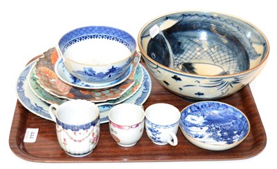 Lot 444 - 18th/19th century ceramics, crackle glazed bowl and a Qianlong ribbed tea cup (a.f.)