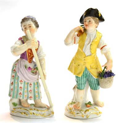 Lot 482 - A pair of Meissen figures Spring and Autumn