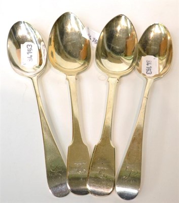 Lot 537 - A pair of William IV Irish silver fiddle pattern tablespoons, by P.W. Dublin 1831; together...