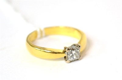 Lot 538 - An 18ct gold princess cut diamond solitaire ring, 0.45 carat approximately, finger size K1/2