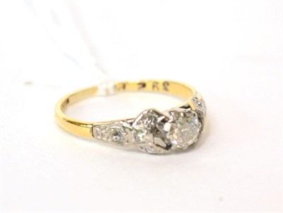 Lot 575 - An old cut diamond solitaire ring, 0.33 carat approximately, with diamond set shoulders finger size