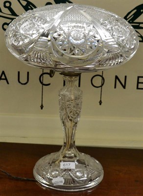 Lot 617 - A cut glass mushroom lamp