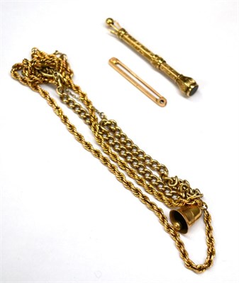 Lot 623 - A small quantity of gold jewellery including modern swizzle stick