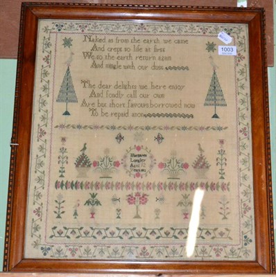 Lot 1003 - An early 19th century needlework sampler by Margaret Longley, aged 12, 1833