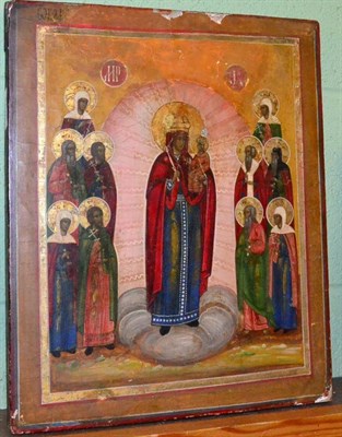 Lot 1004 - Russian orthodox church icon depicting Mary  Note: This icon appears on the back cover of the...