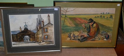 Lot 1010 - Watercolour of Piece Hall, Halifax, signed Peter G Wood (British, born 1941) together with a pastel