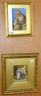 Lot 1016 - M.A.D, watercolour interior scene and H.A. Dawes, watercolour of a Middle Eastern man (2)