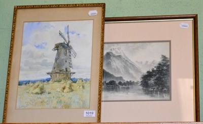 Lot 1019 - H Senger (19/20th century) windmill, watercolour signed and dated 1924, 33cm by 25cm; together with