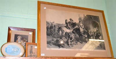 Lot 1023 - Large engraving by Ryall 'Morning of the Chase Haddon Hall', framed & glazed; a George Baxter print